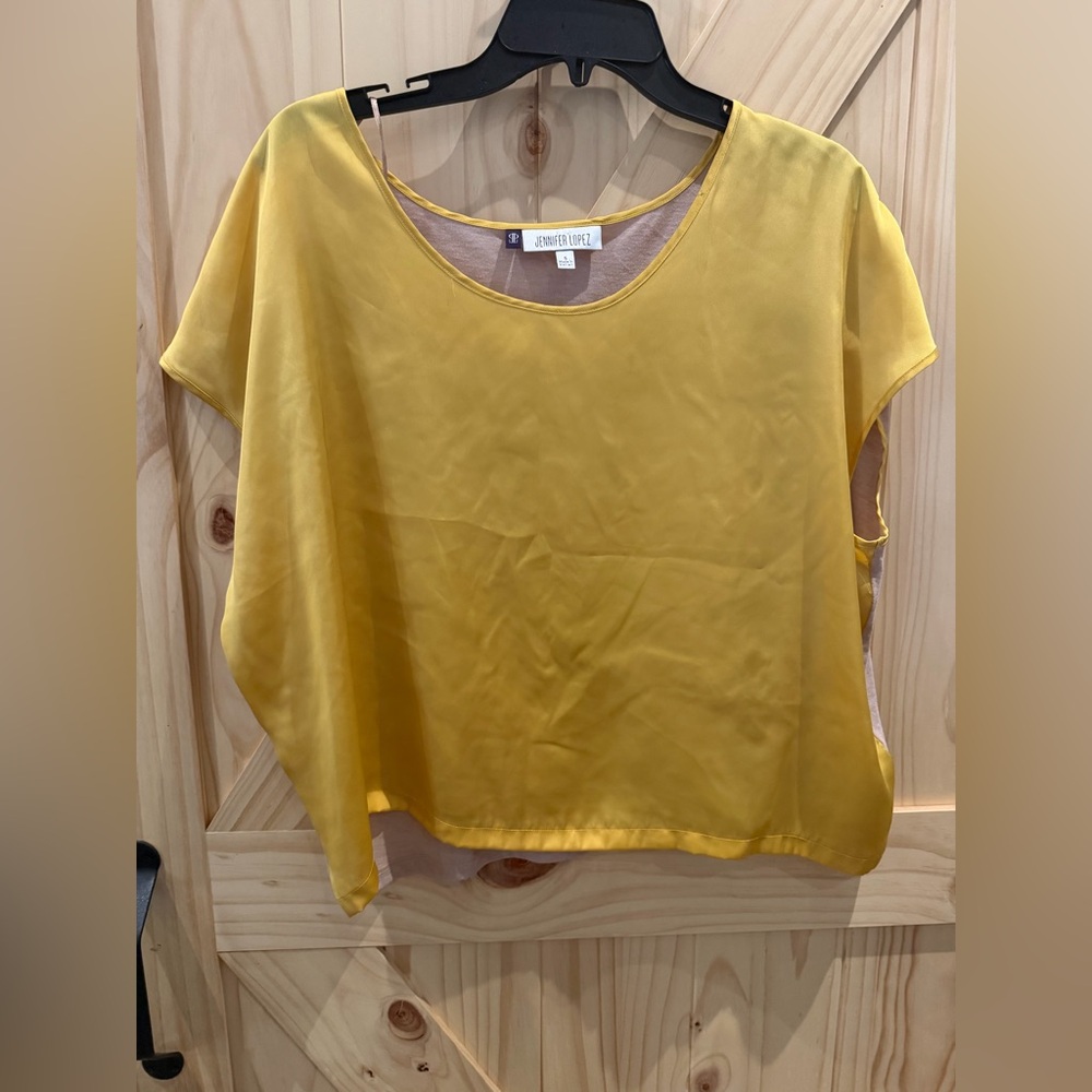 Jennifer Lopez two tone/two feels/fabrics top